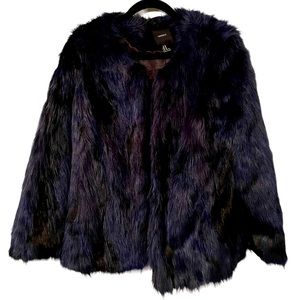 Navy Blue Faux Fur Jacket